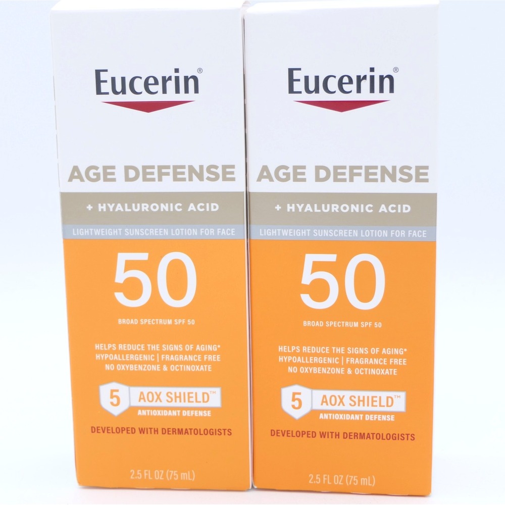 Eucerin Age Defense Lightweight Sunscreen Face Lotion SPF 50 2 Pack 2.5 oz 11/26